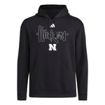 Men's Nebraska Huskers Adidas Blackout Fleece Hoodie - BLACK