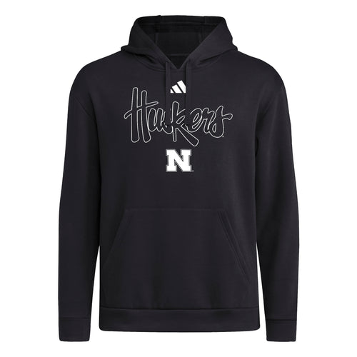 Men's Nebraska Huskers Adidas Blackout Fleece Hoodie - BLACK