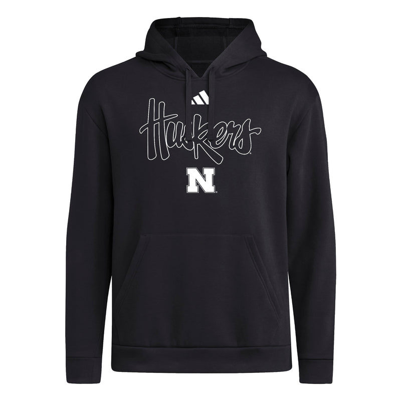 Men's Nebraska Huskers Adidas Blackout Fleece Hoodie - BLACK