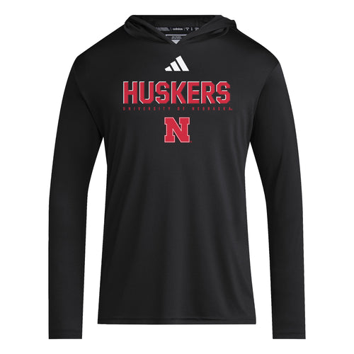 Men's Nebraska Huskers Adidas Blackout Hoodie - BLACK