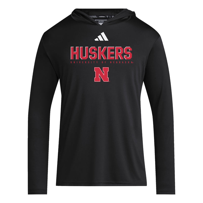 Men's Nebraska Huskers Adidas Blackout Hoodie - BLACK