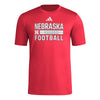 Men's Nebraska Huskers Adidas Football Laces T-Shirt - RED