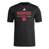 Men's Nebraska Huskers Adidas Football T-Shirt - BLACK