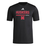 Men's Nebraska Huskers Adidas Football T-Shirt - BLACK