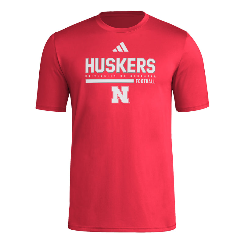 Men's Nebraska Huskers Adidas Football T-Shirt - RED