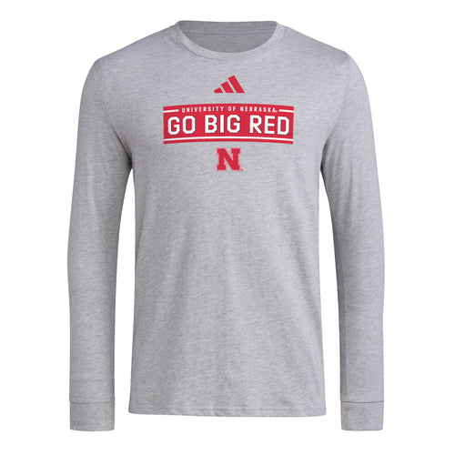 Men's Nebraska Huskers Adidas Fresh Longsleeve T-Shirt - GREY