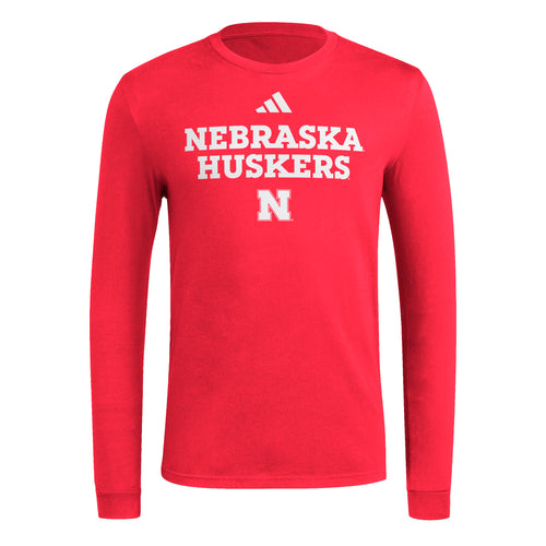 Men's Nebraska Huskers Adidas Locker Room Playmaker Longsleeve  T-Shirt - RED