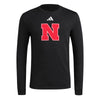 Men's Nebraska Huskers Adidas Logo Playmaker Longsleeve T-Shirt - BLACK