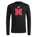 Men's Nebraska Huskers Adidas Logo Playmaker Longsleeve T-Shirt - BLACK