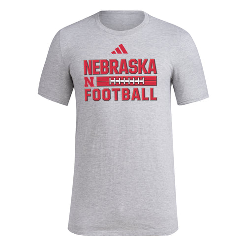 Men's Nebraska Huskers Adidas Pregame Laces T-Shirt - GREY