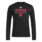 Men's Nebraska Huskers Adidas Volleyball Longsleeve T-Shirt - BLACK