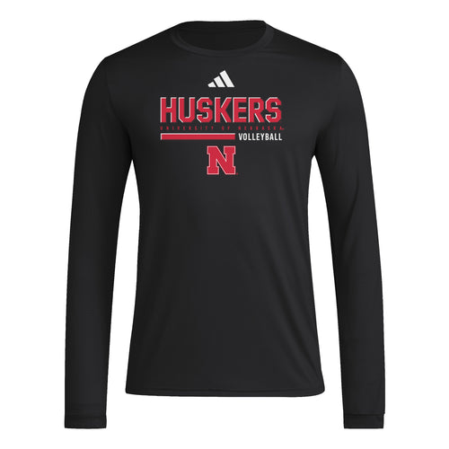 Men's Nebraska Huskers Adidas Volleyball Longsleeve T-Shirt - BLACK