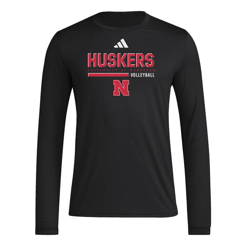 Men's Nebraska Huskers Adidas Volleyball Longsleeve T-Shirt - BLACK