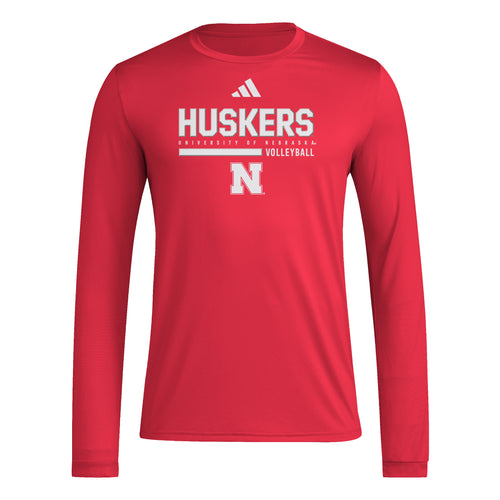 Men's Nebraska Huskers Adidas Volleyball Longsleeve T-Shirt - RED