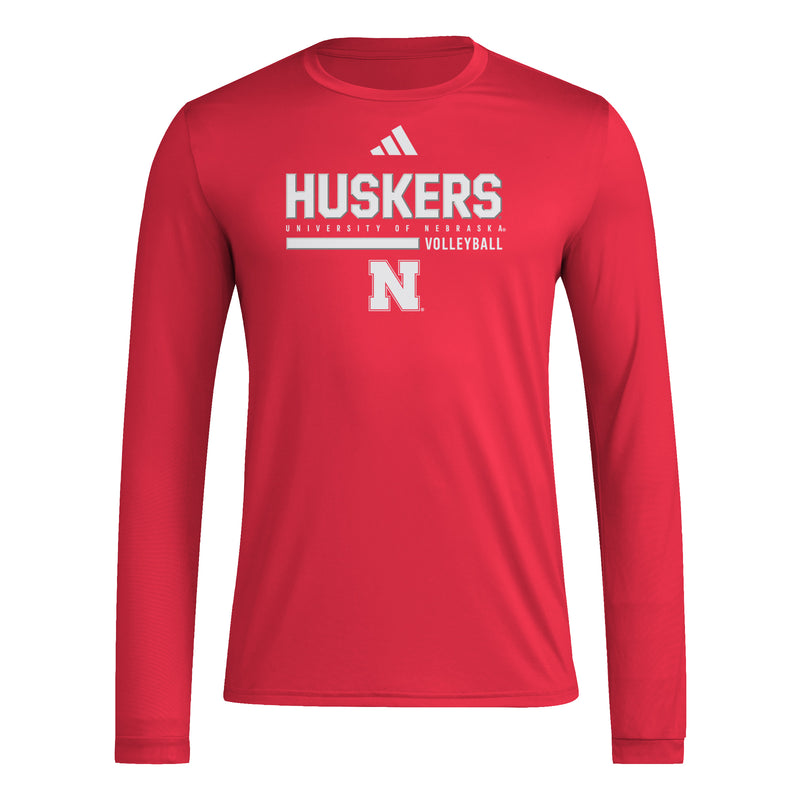 Men's Nebraska Huskers Adidas Volleyball Longsleeve T-Shirt - RED