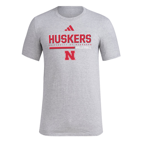 Men's Nebraska Huskers Adidas Volleyball T-Shirt - GREY