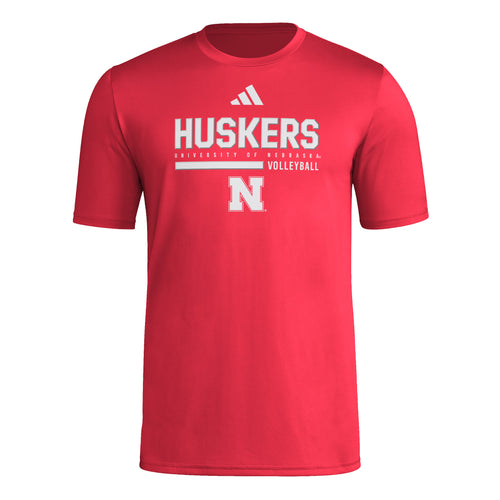 Men's Nebraska Huskers Adidas Volleyball T-Shirt - RED