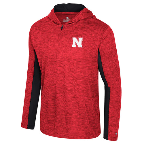 Men's Nebraska Huskers Always Sunny 1/4 Zip Hood - RED/BLACK