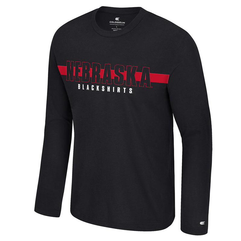 Men's Nebraska Huskers Blackshirts Bar Longsleeve T-Shirt - BLACK