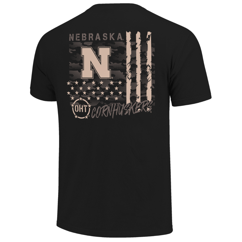 Men's Nebraska Huskers Camo Overlay Operation Hat Trick T-Shirt - BLACK