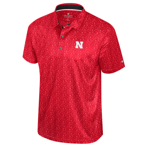 Men's Nebraska Huskers Football Print Polo - RED