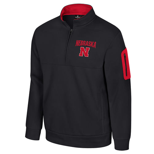 Men's Nebraska Huskers Hits Road Poly 1/2 Zip - BLACK