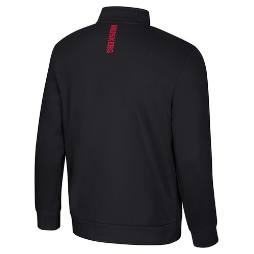 Men's Nebraska Huskers Hits Road Poly 1/2 Zip - BLACK