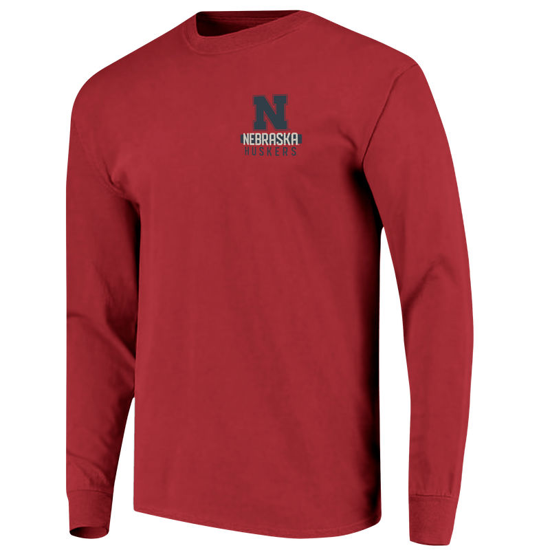 Men's Nebraska Huskers Military Boots Longleeve T-Shirt - RED