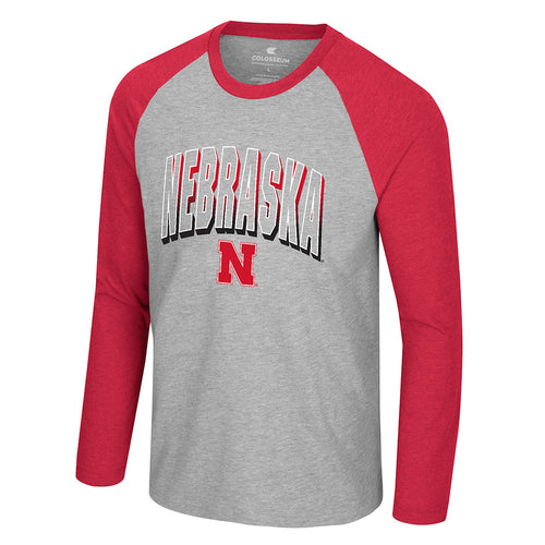 Men's Nebraska Huskers Philadelphia Raglan Longsleeve - GREY/RED