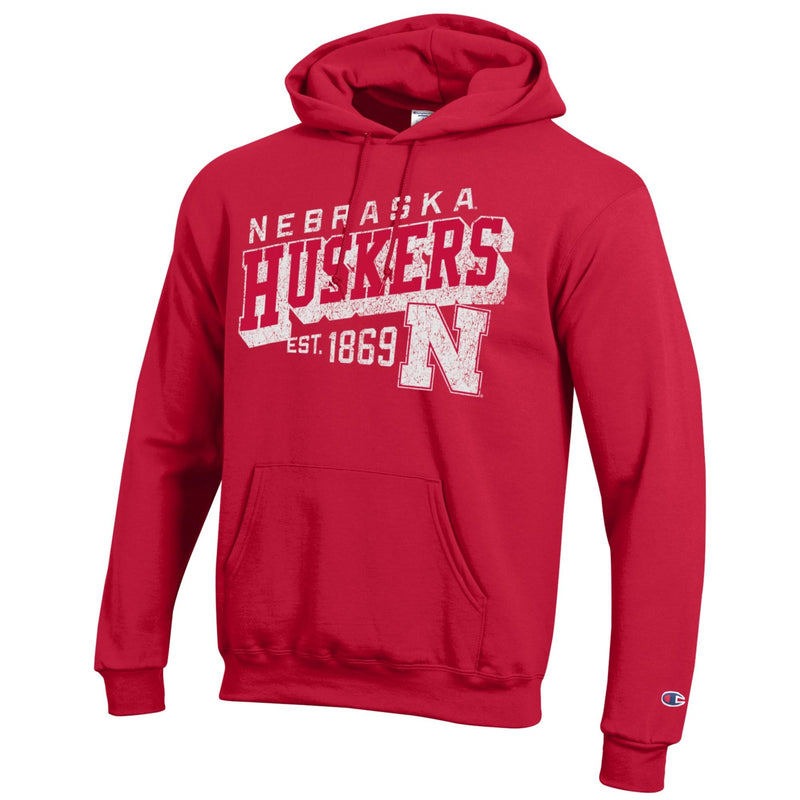 Men's Nebraska Huskers Powerblend Retro Slant Hoodie - 529SCARL