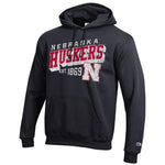Men's Nebraska Huskers Powerblend Retro Slant Hoodie - 999 - BLACK