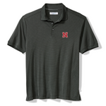 Men's Nebraska Huskers Tommy Bahama Bay Stripe Polo - 008COAL
