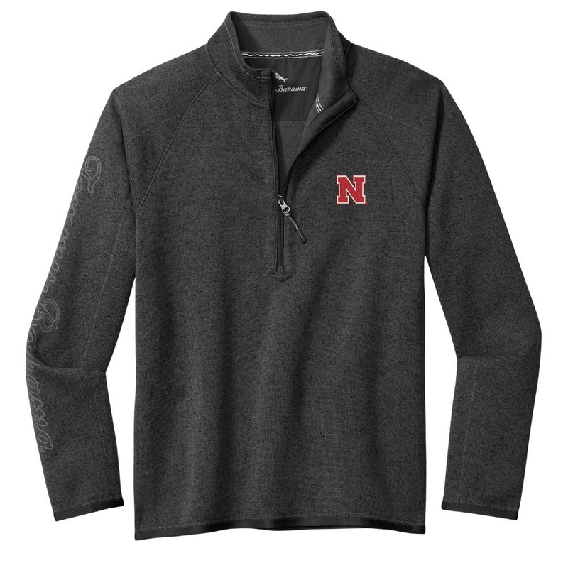 Men's Nebraska Huskers Tommy Bahama Playoff 1/2 Zip - 023 - BLACK