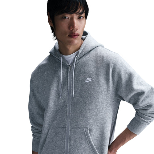 Men's Nike Club Full-Zip Fleece Hoodie - 063 - GREY