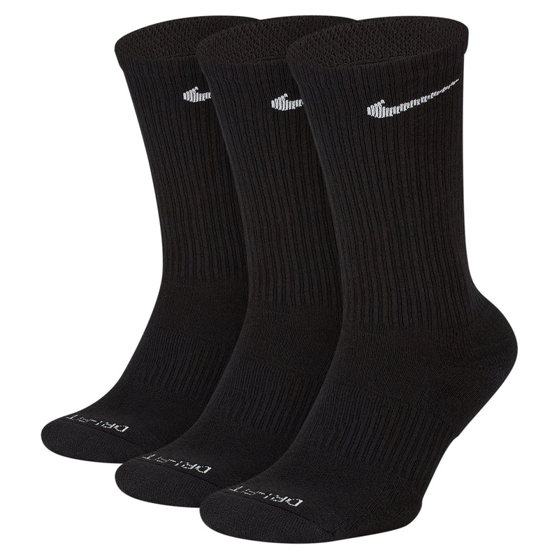 Men's Nike Everyday + Cushion Crew 3 Pack Socks - 010 - BLACK