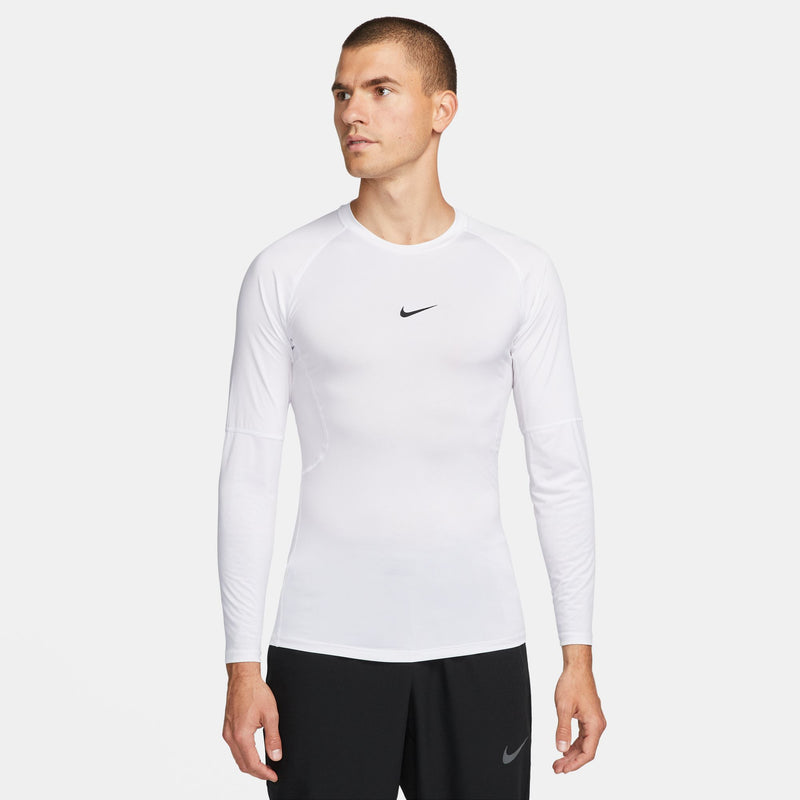  Men's Nike Pro Dri-FIT Long-Sleeve  - 100 - WHITE/BLACK