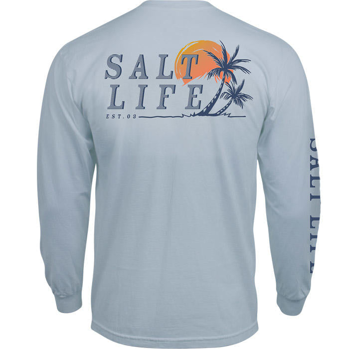 Men's Salt Life Leaning Palms Long Sleeve T-Shirt - BLUESTON
