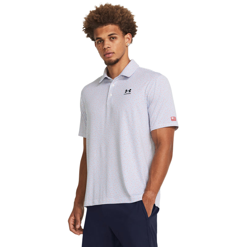 Men's Under Armour Freedom Print Polo - 100 - WHITE/BLACK