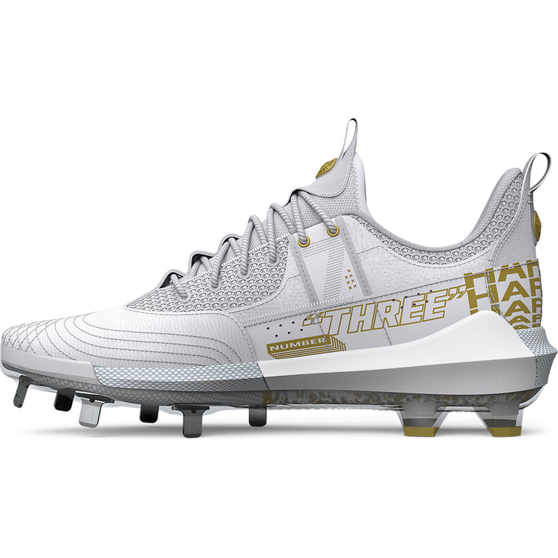 Men's Under Armour Harper 7 Low ST Baseball Cleats - 100 - WHITE/BLACK