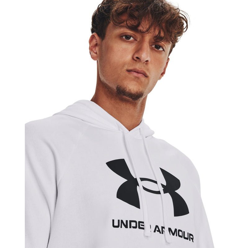 Men's Under Armour Rival Fleece Logo Hoodie - 100 - WHITE/BLACK