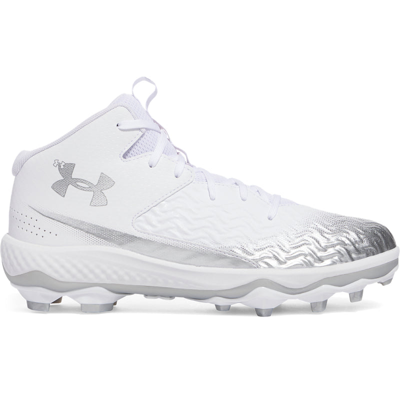 Men's Under Armour Spotlight Mid Football Cleats - 100 - WHITE/BLACK
