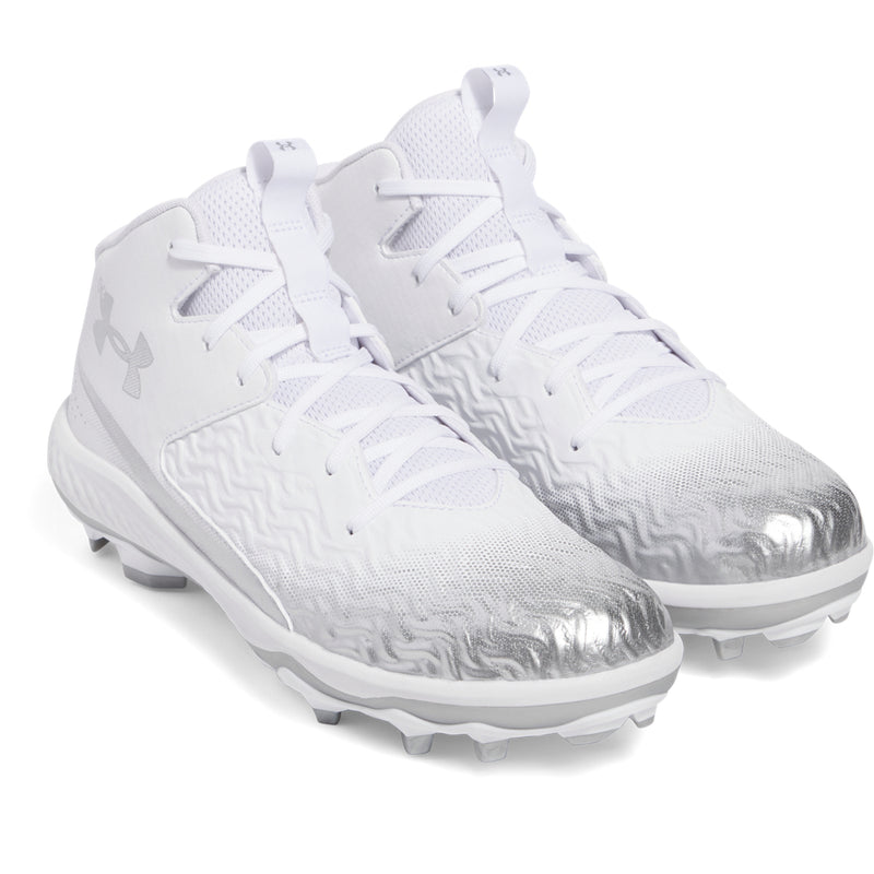 Men's Under Armour Spotlight Mid Football Cleats - 100 - WHITE/BLACK
