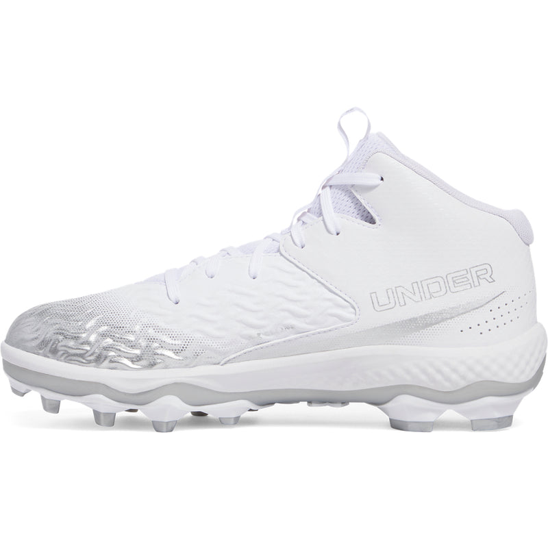 Men's Under Armour Spotlight Mid Football Cleats - 100 - WHITE/BLACK