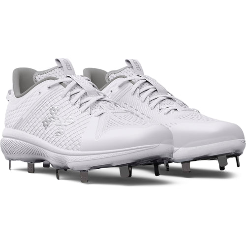 Men's Under Armour Yard Low MT Baseball Cleats - 100 - WHITE/BLACK