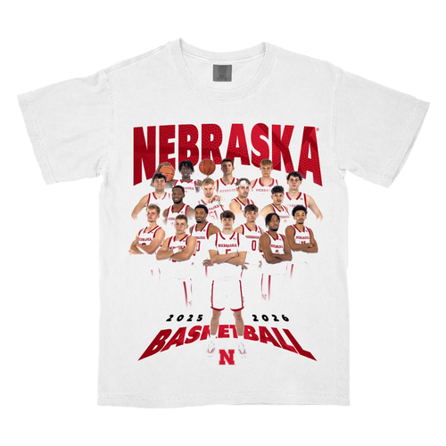 Men's/Women's Nebraska Husker Mens Basketball Team T-Shirt - WHITE