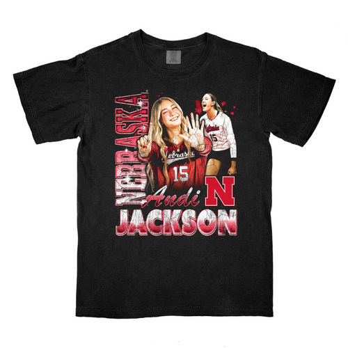 Men's/Women's Nebraska Huskers Andi Jackson Retro 90s T-Shirt - BLACK