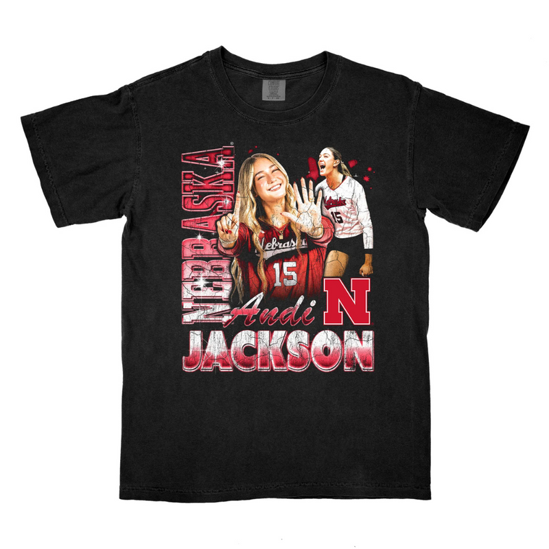Men's/Women's Nebraska Huskers Andi Jackson Retro 90s T-Shirt - BLACK