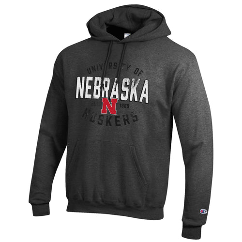 Men's/Women's Nebraska Huskers Badge Powerblend Hoodie - 990 - GRANITE