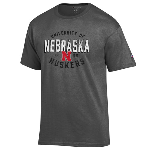 Men's/Women's Nebraska Huskers Badge T-Shirt - 990 - GRANITE