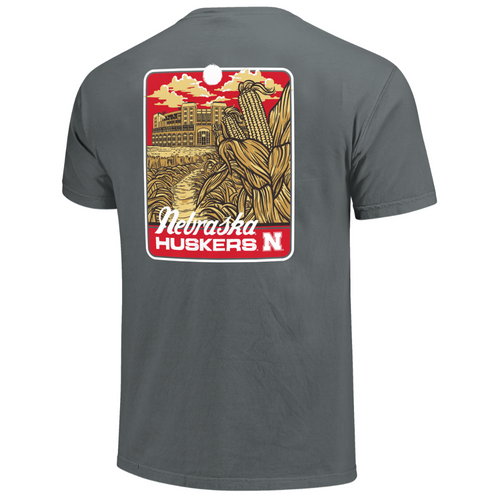 Men's/Women's Nebraska Huskers Cornfield Stadium Comfort Colors T-Shirt - GRANITE